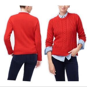 J. Crew Red Pointelle cable-front pullover Sweater NWT Size XS